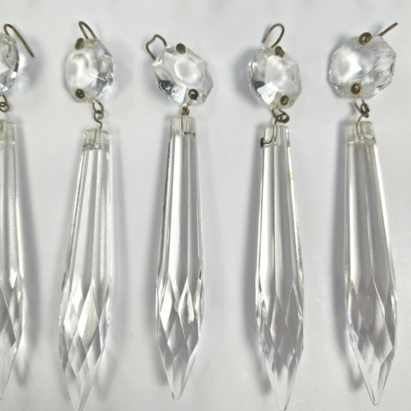 20 Vintage Glass Crystal Spears Prisms Faceted Icicle Pendant Lamp Chandelier - Picture 6 of 7